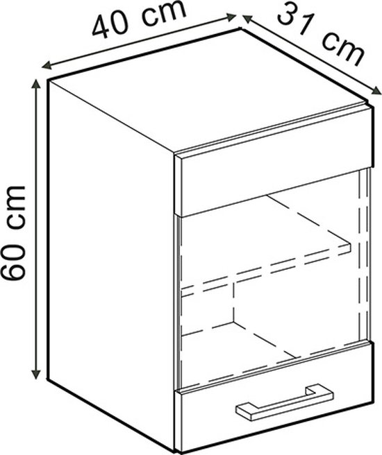 Vicco Armoire suspendue universelle R- Line, Rouge bordeaux brillant/ Wit, 40 cm avec porte vitrée