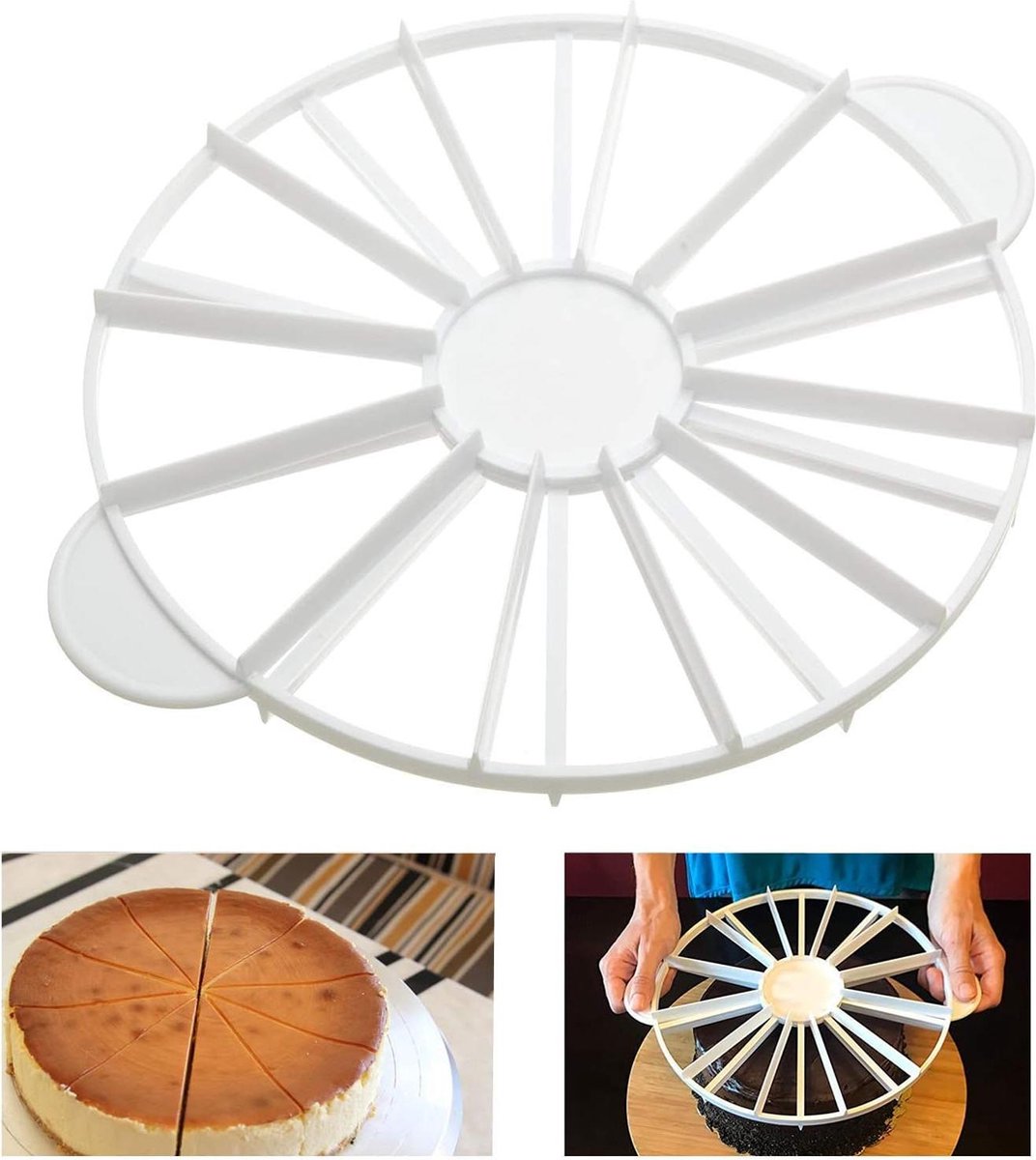 Taartsnijder Ronde taartplak en taartsnijmarker Taartverdeler Cheesecake snijder Dubbelzijdige taartportiemarkering 10 of 12 plakjes Geschikt voor cakes tot 16 inch diameter