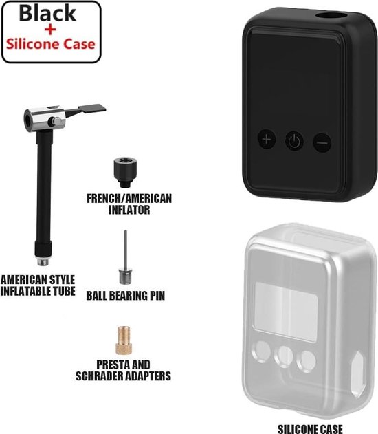 Pompe électrique/ Mini compresseur portable – 150 PSI – USB-C - Presta/ Schrader Pompe électrique/ Mini compresseur portable – 150 PSI – USB-C - Presta/ Schrader