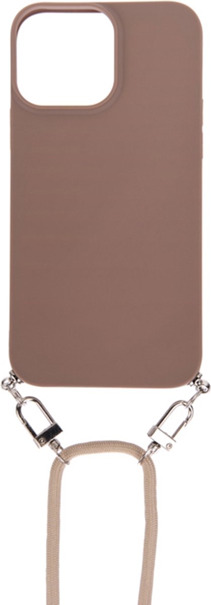 Eko, Hoesje geschikt voor iPhone 13 Pro Max - met Nylon Koord & Hars Ketting, Bruin