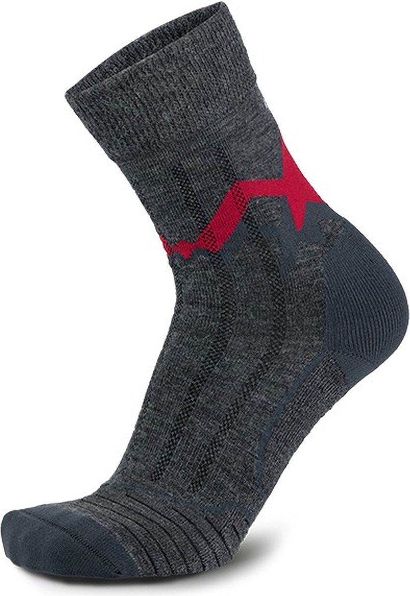 Meindl Mt3.5 Trekking Merino Light Wandelsokken Heren - Antraciet / Rood | Maat: 45-47