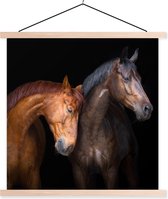 Wandcirkel kinderen - Paarden - Dieren - Portret - Bruin - Kinderkamer decoratie - Muurdecoratie - 120x120 cm