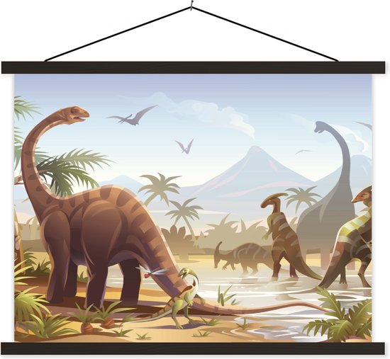 Décoration murale chambres d'enfants - Décoration murale - Dinosaurus - Paysage - Tropical - Enfants - Garçons - Peinture pour enfants - 60x45 cm