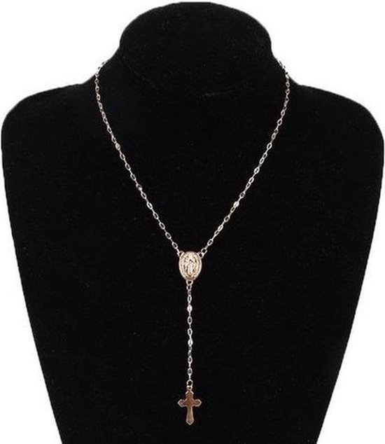 Ketting met hanger kruisje en medaille Maria goudkleur | bol