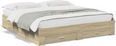 vidaXL - Bedframe - met - lades - bewerkt - hout - sonoma - eikenkleurig - 200x200 - cm