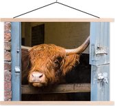 Porte-affiche avec affiche - Affiche scolaire - Highlander écossais - Ferme - Grange - 150x113 cm - Lattes noires