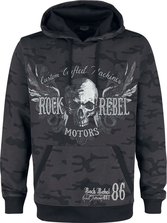 Sweat à capuche gris foncé Rock Rebel by EMP avec imprimé pour homme - XL