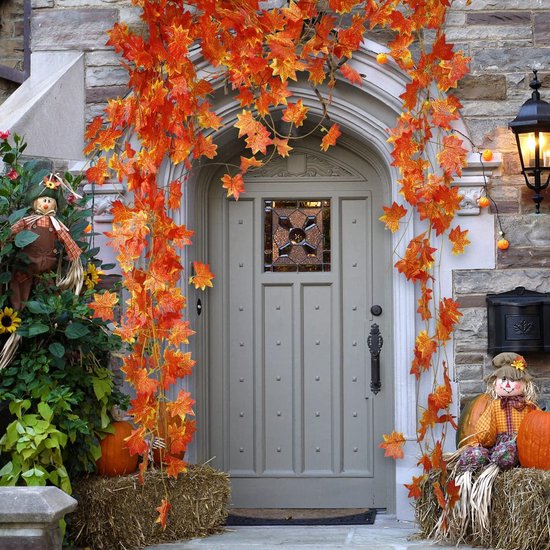 Larber Herfstkransen voor voordeur, 17,7 inch herfstslinger met mini-pompoenen bessen herfstbladeren, Thanksgiving decoraties kransen voor thuis, herfst, feest, herfst bruiloft decor