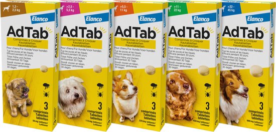Adtab Kauwtablet Voor Honden 3 stuks - Anti vlooien en tekenmiddel -