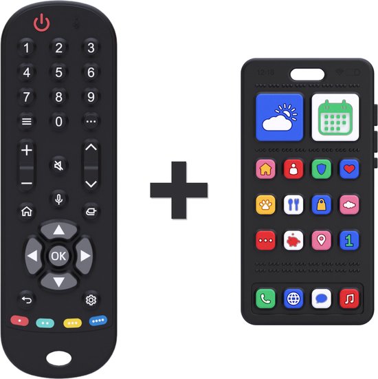 Baby Afstandsbediening + Baby Telefoon - 100% Siliconen Bijtringen - Baby Speelgoed - Broemba®