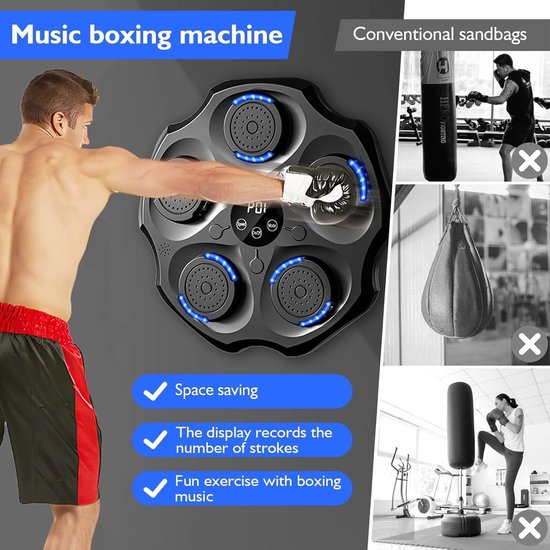 Smart Music Boxing Machine, Wandmontierte Boxmaschine mit Musik und LED, Intelligente Elektronische Beatpunch Boxmaschine mit Bluetooth für Erwachsene und Kinder, Ideal für Zuhause und Fitnessstudio Smart Music Boxing Machine, Wandmontierte Boxmaschine mit Musik und LED, Intelligente Elektronische Beatpunch Boxmaschine mit Bluetooth für Erwachsene und Kinder, Ideal für Zuhause und Fitnessstudio