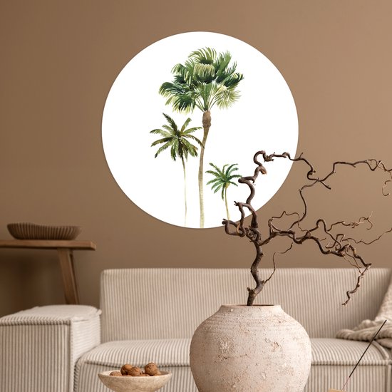 WallCircle - Stickers muraux - Cercle de papier peint - Jungle - Arbre - Vert - 50x50 cm - Cercle mural - Autocollant - Autocollant papier peint rond