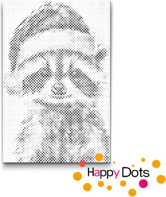 HappyDots DOT Painting Raton laveur avec bonnet de Noel - Peinture en pointillés 40x60cm