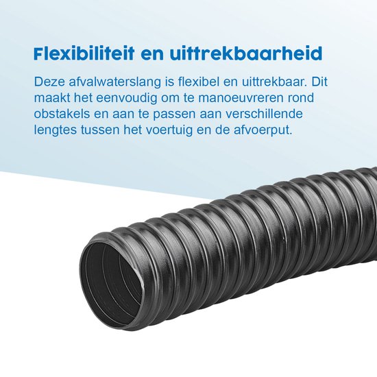 ProPlus Afvalwaterslang - 2.5 m - Afwatering - Temperatuurbestendig - Flexibel en Uittrekbaar - ø 40 mm - Voor het Geleiden van Afvalwater vanuit caravans/campers, vijvers en zwembaden - Afvoerkanaal - Zwart van ProPlus — afbeelding 4