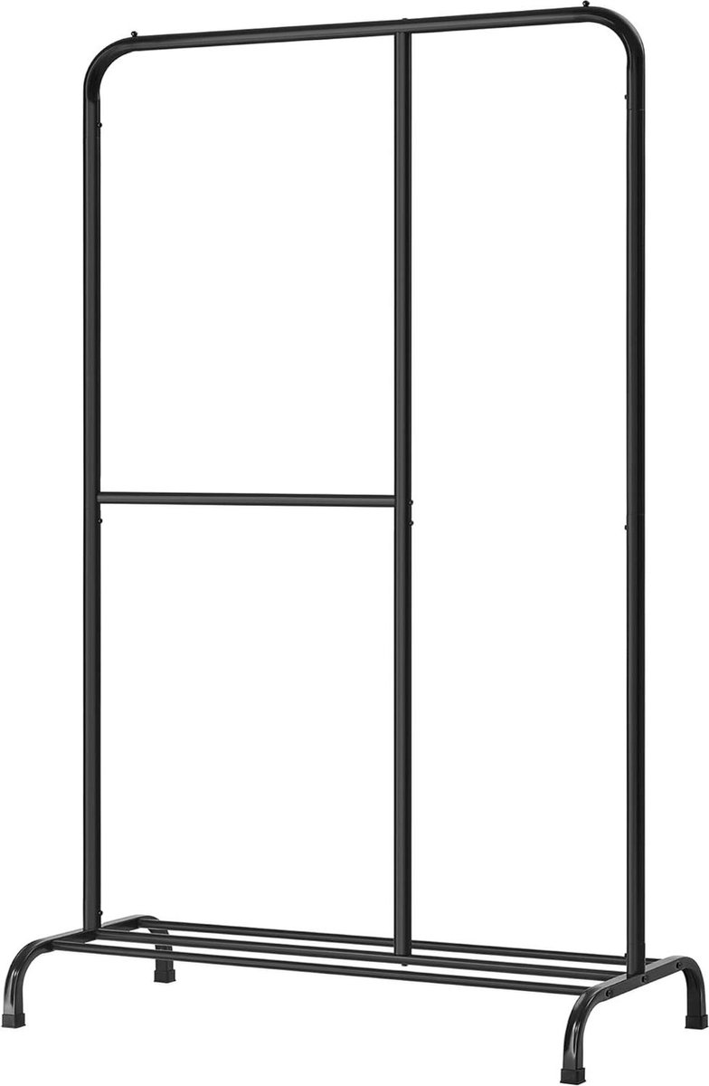 Kledingstang kapstok belastbaar tot 100 kg verstelbare stang slaapkamer woonkamer hal zwart