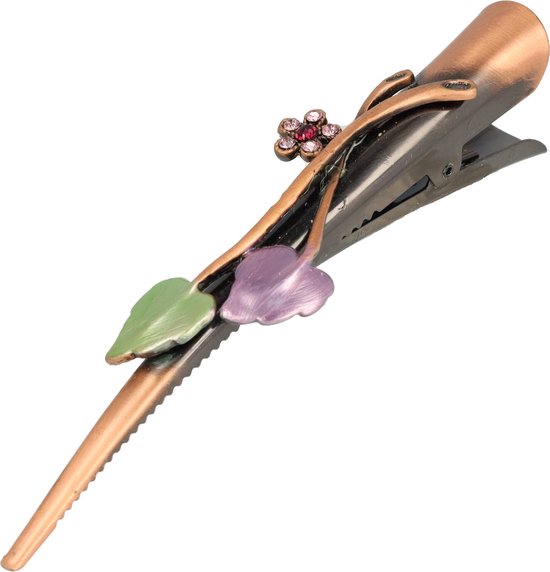 Pince à cheveux en forme de canard, 13cm, en forme de feuille fantaisie , Zwart , Koper, vert, violet, épingle à cheveux