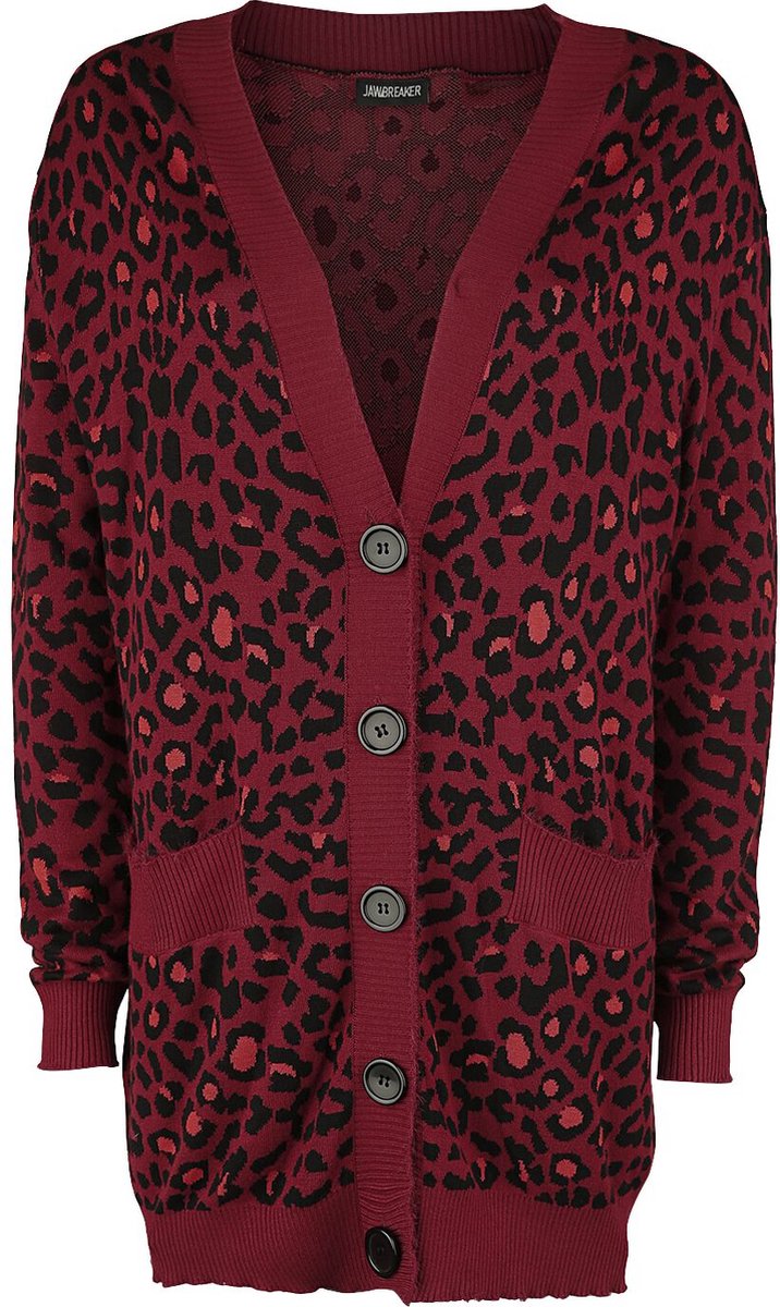 Jawbreaker Maneater Red Leopard Print Oversized Cardigan Cardigan rood-zwart L