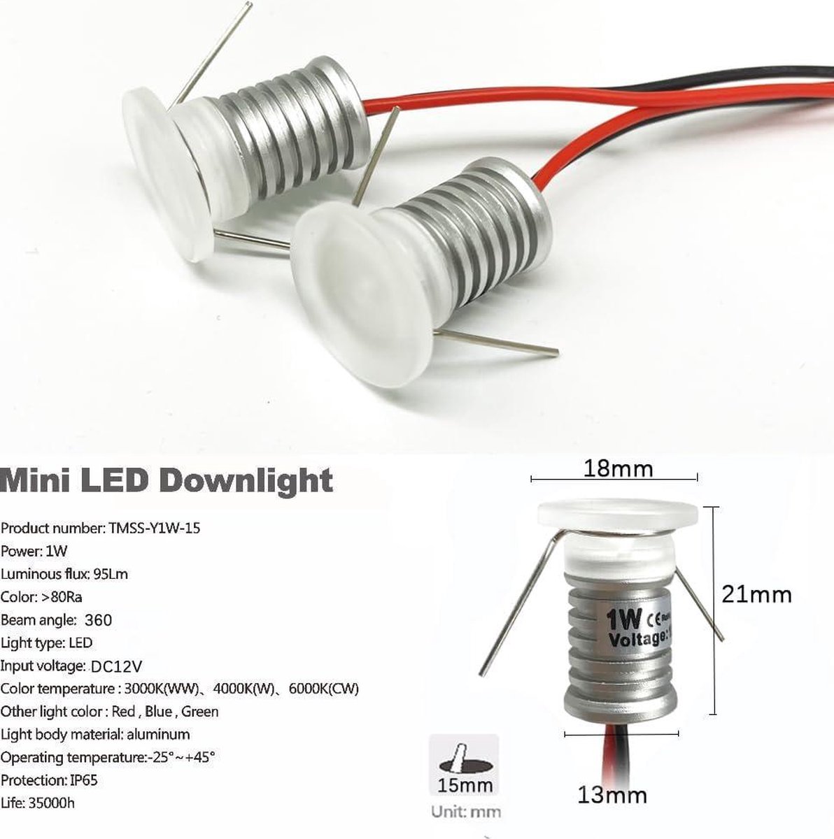 kpslucerna Mini-ledspot, RGB, 12 V, 1 W, IP65 waterdicht