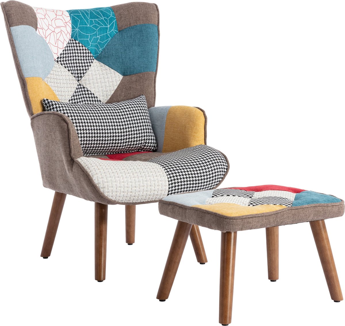 Merax Kleurrijke Relaxstoel met Voetensteun - Comfortabele Loungestoel met Rugkussen - Vrijetijdsstoel voor Woonkamer - Stijlvol en Compact Grijs