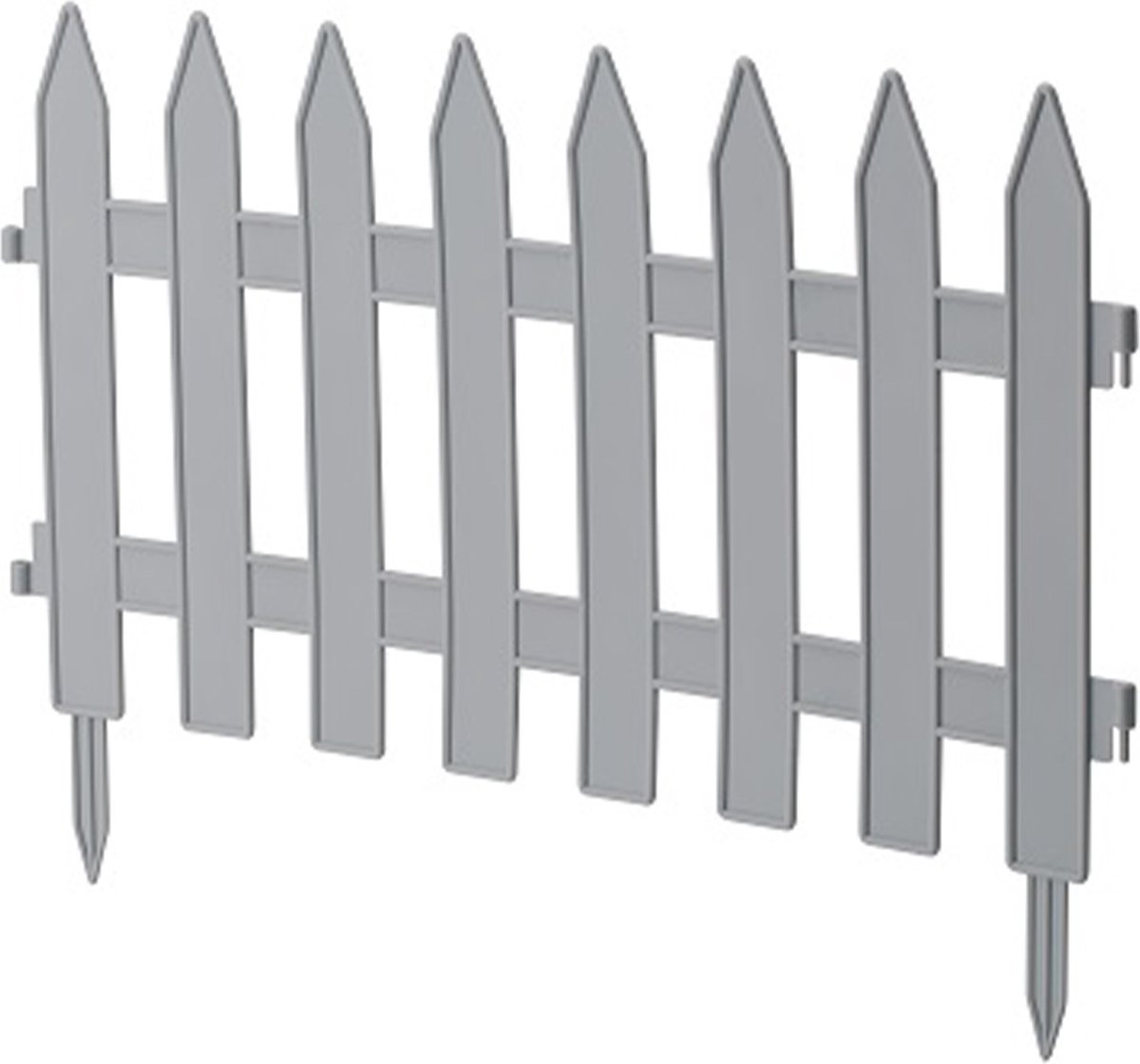 formplast Tuinhekjes - 7x stuks - kunststof - 320 cm - lichtgrijs - borderrand - tuinafscheiding
