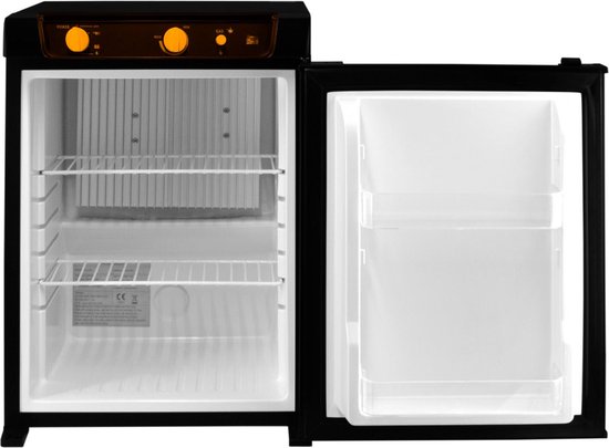 Réfrigérateur à absorption 3 voies 43L 12V 240V Gaz GPL Zwart Camping Caravane Camping-car Loisirs Portable 100% Silencieux Porte Réversible Ouverture Gauche/Droite Planches Amovibles 7 - 14°C