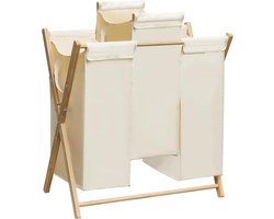 Wasmand - 3 vakken en 2 afneembare zakken - geschikt voor badkamer slaapkamer woonkamer