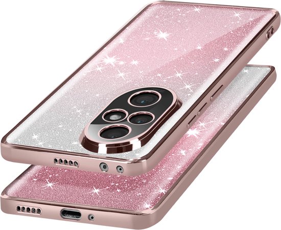 Avizar Geschikt voor Honor 200 Pro Cover Glitter Patroon Camera Beschermd, Champagneroze