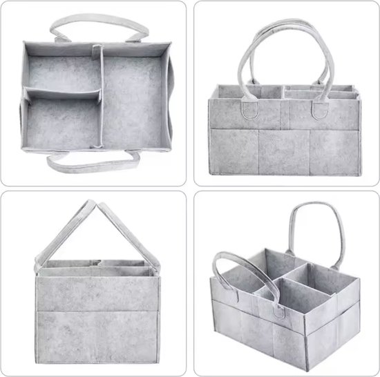 Commodemand│Luiermand Babykameraccessoires Luier Organizer│Luiertas │Opbergmand kinderkamer Kraamcadeau babyshower│Grijs│Draagbaar — afbeelding 3