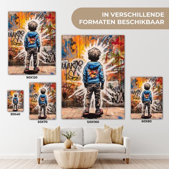 Peinture sur toile 60x80 cm - Décoration murale Graffiti - Garçon - Couleurs - Street Art - Décoration murale murale salon - Décoration chambre - Accessoires de chambre - Peintures