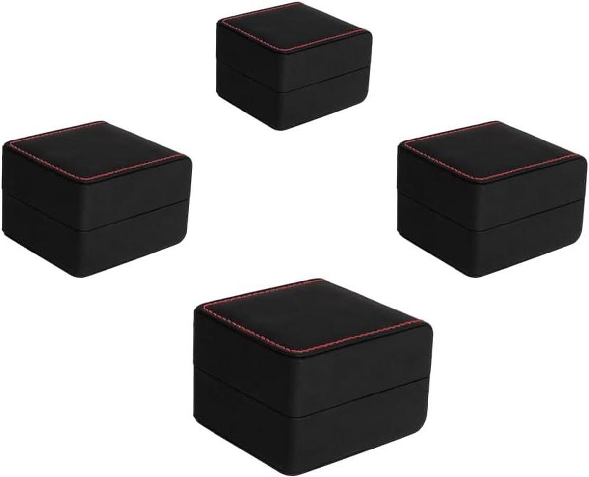 Horlogebox van PU-leer - Horlogeetui met kussen - Geschenkdoos voor heren en dames - 4 rode lijn mat