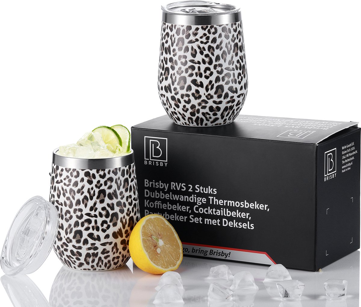 Brisby RVS thermosbekers set – 2x 360 ml – dubbelwandig – Leo