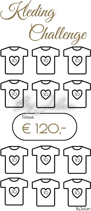 002 Cash Stuffing Challenge Kaarten - 10 stuks - Gelamineerd - BijJolan - Budgetplanner - Spaar Challenge kaarten