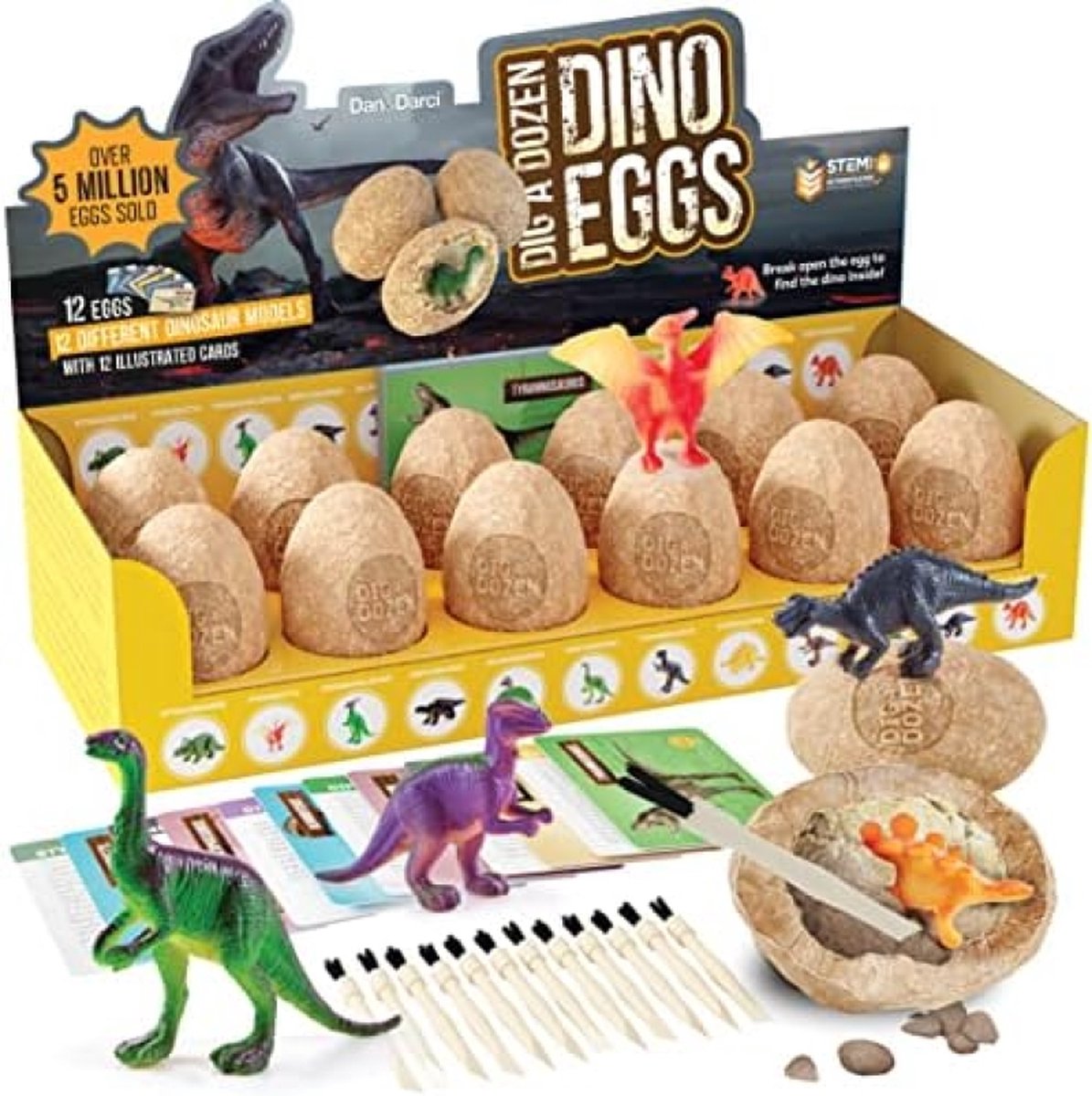iKidiki Speelgoed voor jongens vanaf 4, 5, 6, 7, 8, 9, 10 jaar, cadeau voor jongens van 4-10 jaar, opgravingsset voor kinderen, dinosaurus, speelgoed, paascadeaus voor kinderen, dino, eieren om uit te