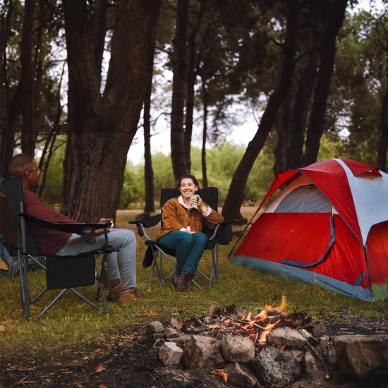 EVER ADVANCED Luxe campingstoel, opvouwbaar, belastbaar tot 160 kg, ultragroot, met hoge rugleuning, comfortabele klapstoel met zijzak en bekerhouder voor camping, tuin, balkon, vissen, tuinstoel