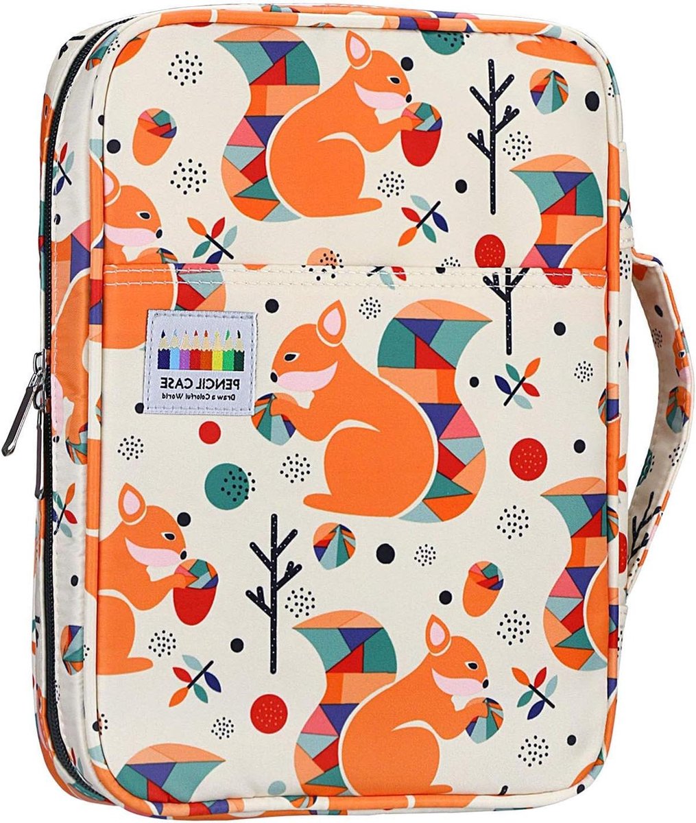 166 sleuven kleurpotloden-etui met handige omslag en rits - Prismacolor en gelpen organizer - eekhoorn