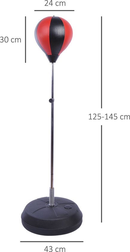 Sac De Frappe Sur Pied HOMCOM – Punching Ball Enfant/débutant Avec Gants Et Pompe, Hauteur Réglable 125-145 Cm
