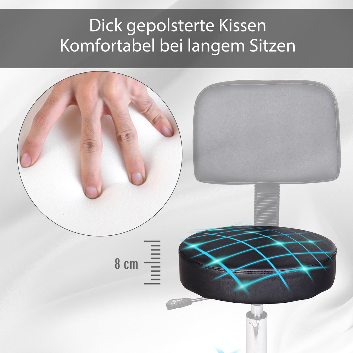 Zadelkruk - Kruk op wielen - Rolkruk - Draaikruk - Wit - TRE - Bureaustoelen
