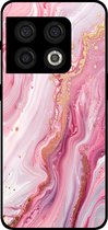 Smartphonica Telefoonhoesje Geschikt voor OnePlus 10 Pro met marmer opdruk - TPU backcover case marble design - Roze geschikt voor OnePlus 10 Pro