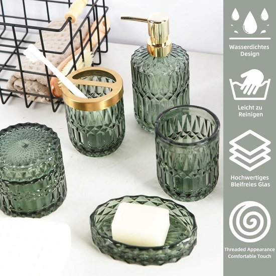 FEILANDUO Bathroom Accessory Sets Complete, 8 Pcs Bathroom Accessories Set with Trash Can, Soap Dispenser, Soap Dish, Toothbrush Holder, Toothbrush