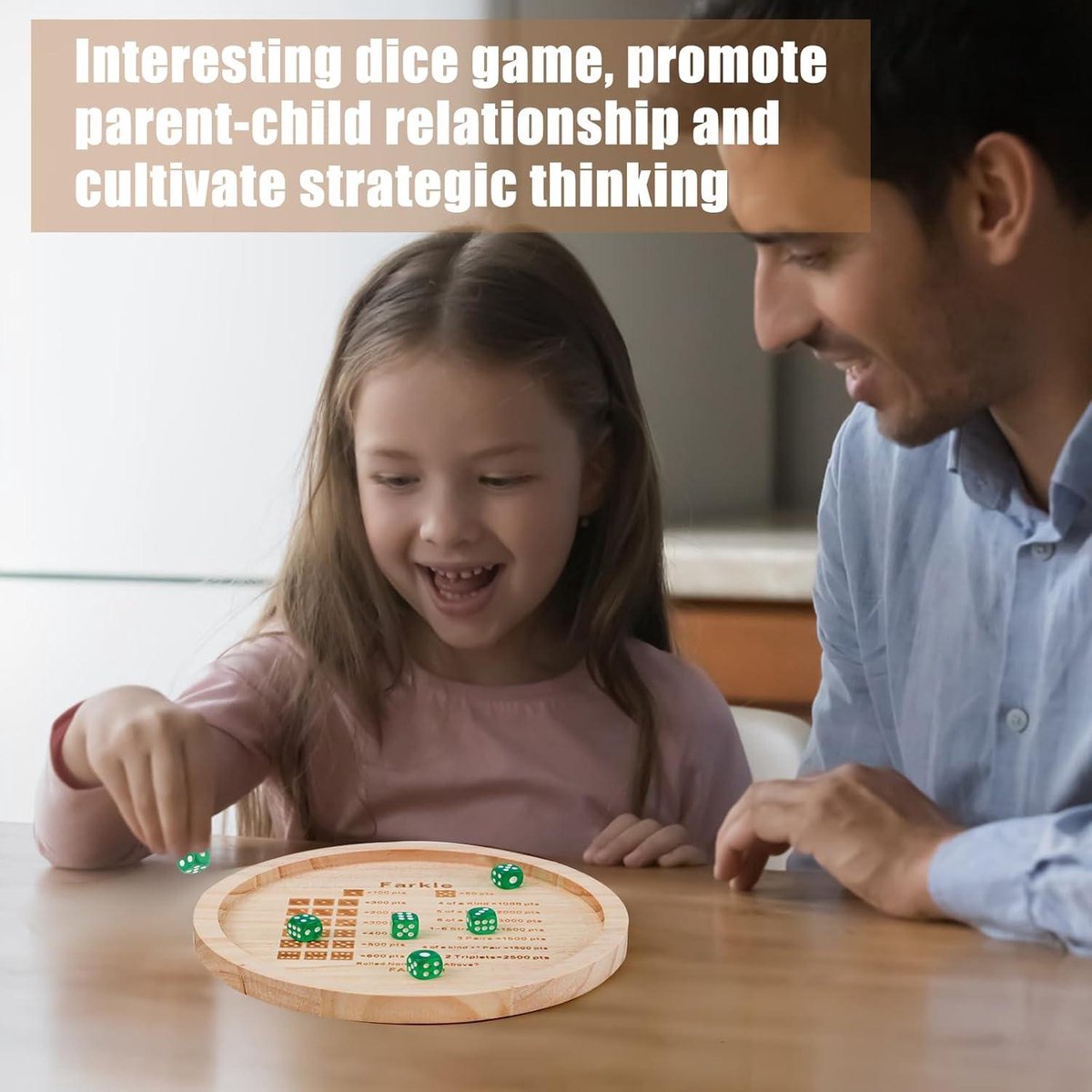 Farkle Dice Tray Enhance Math Skills Portable Luxury Wooden Dice Tray (Square 15cm