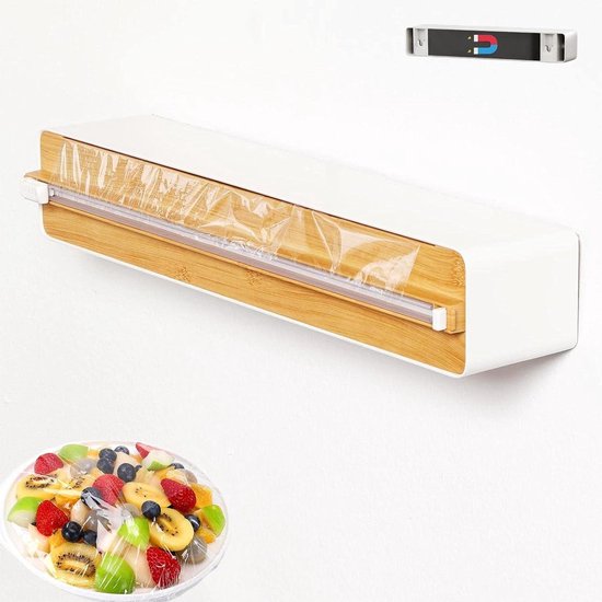 3-in-1 Vershoudfoliedispenser Met Keukenrolhouder, Keukenrolhouder Met Cutter Keukenrolhouder Zonder Boren Wandrolhouder Keuken Foliesnijder Aluminiumfoliedispenser En Vershoudhouder