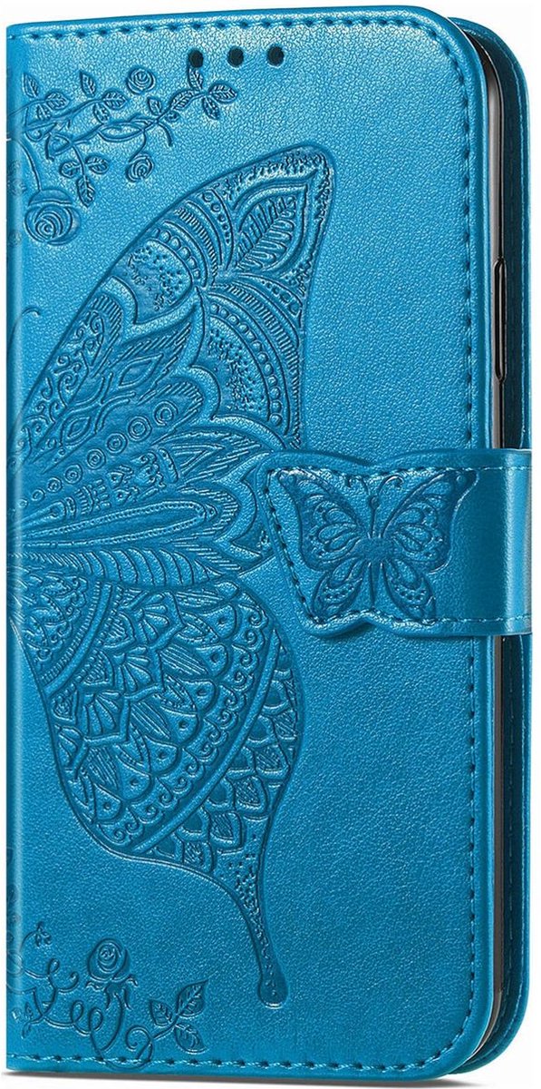 Mobigear Telefoonhoesje geschikt voor Samsung Galaxy M15 Hoesje | Mobigear Butterfly Bookcase Portemonnee | Pasjeshouder voor 3 Pasjes | Telefoonhoesje voor Pinpas / OV Kaart / Rijbewijs - Blauw