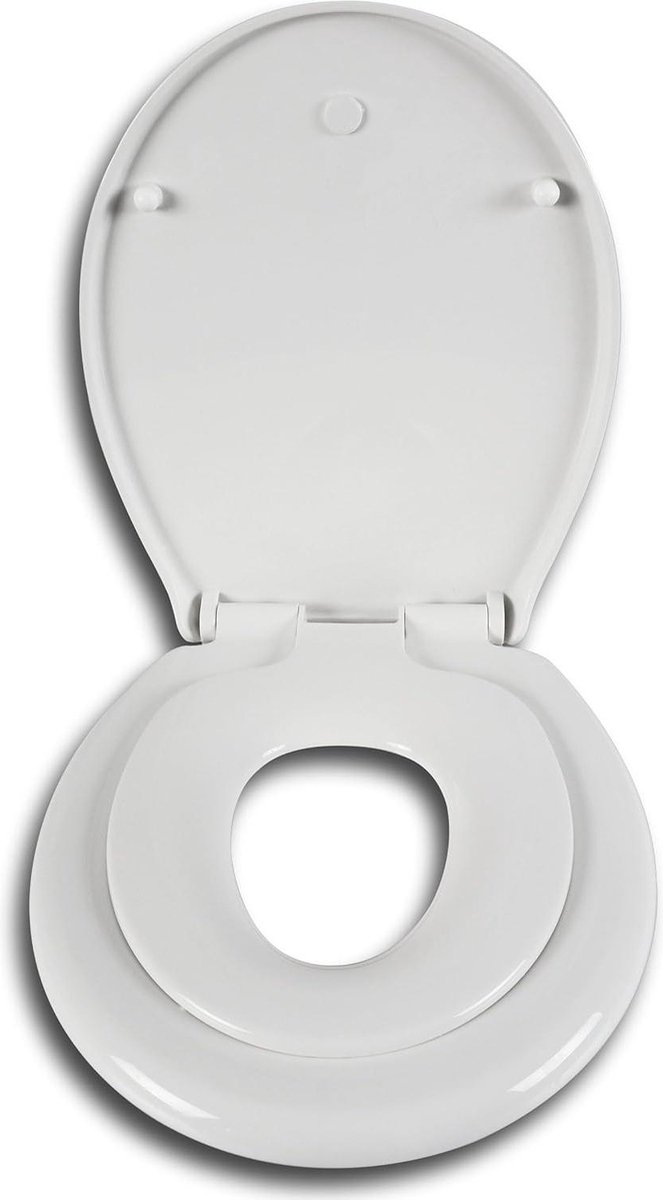 Wc Verkleiner wc-bril PP toilethoes met geïntegreerd kinderzitje Quick release systeem en softclose Wit