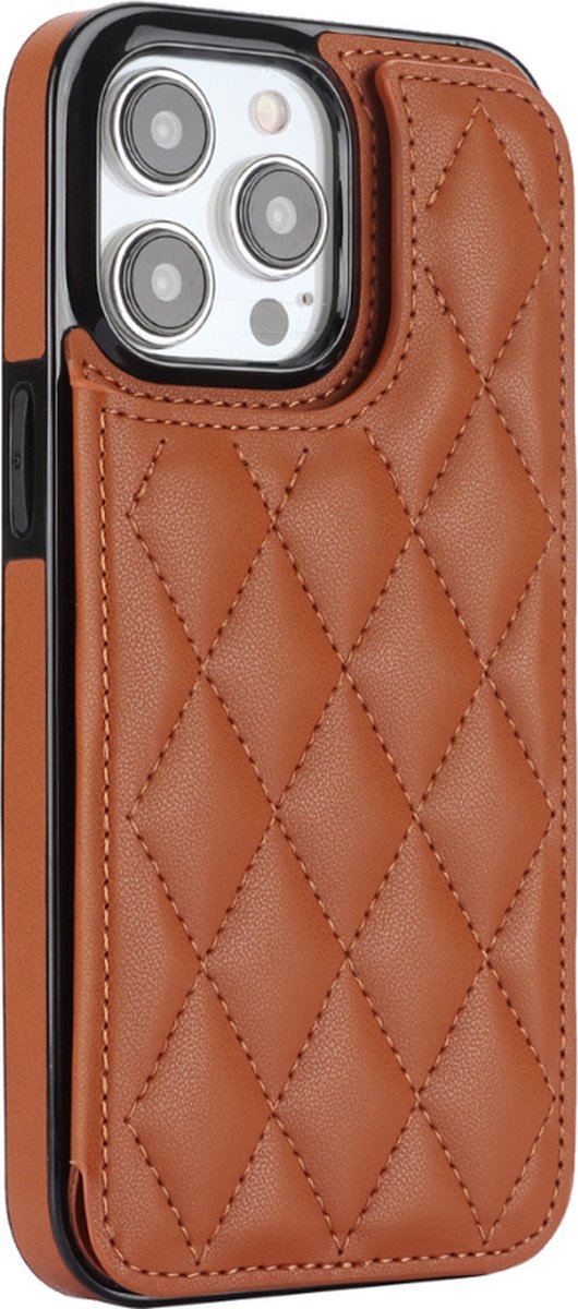 Hoesje geschikt voor iPhone 16 Pro Max - Backcover - Pasjeshouder - Kunstleer - Bruin