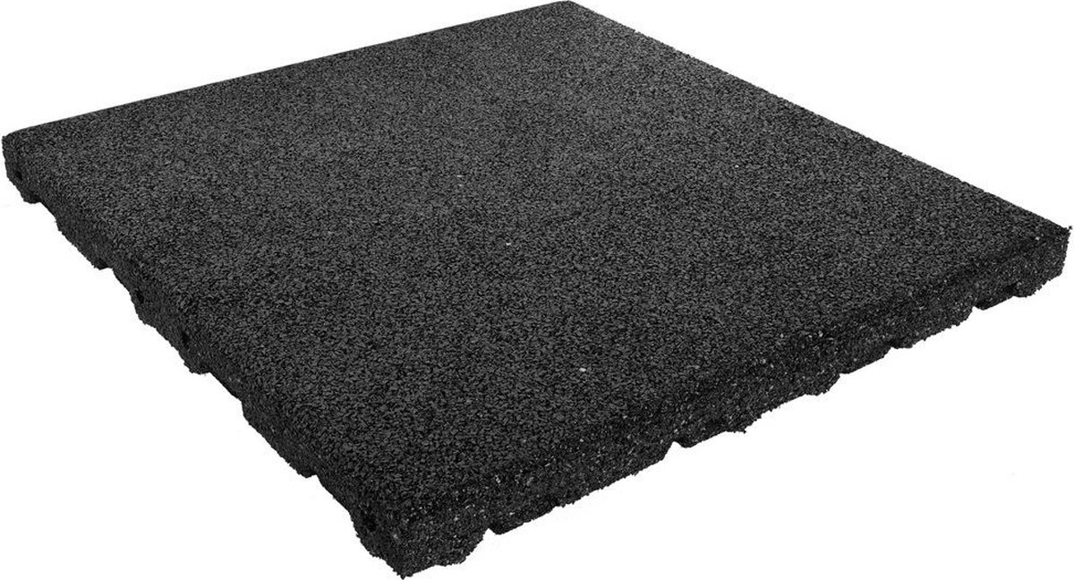 Rubber tegel met pen- en gat verbinding 50x50 cm - 110 mm - Zwart