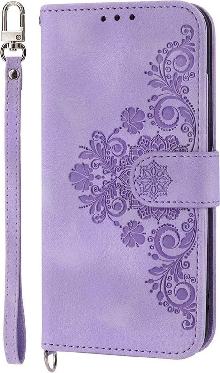 Mobigear Telefoonhoesje geschikt voor Samsung Galaxy M15 Hoesje | Mobigear Clover Bookcase Portemonnee | Pasjeshouder voor 3 Pasjes | Telefoonhoesje voor Pinpas / OV Kaart / Rijbewijs - Paars