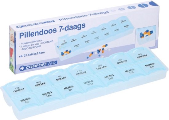 Foto: Pillendoosje klein 7 dagen ochtend en avond medicatiedoos pillen box pil organizer