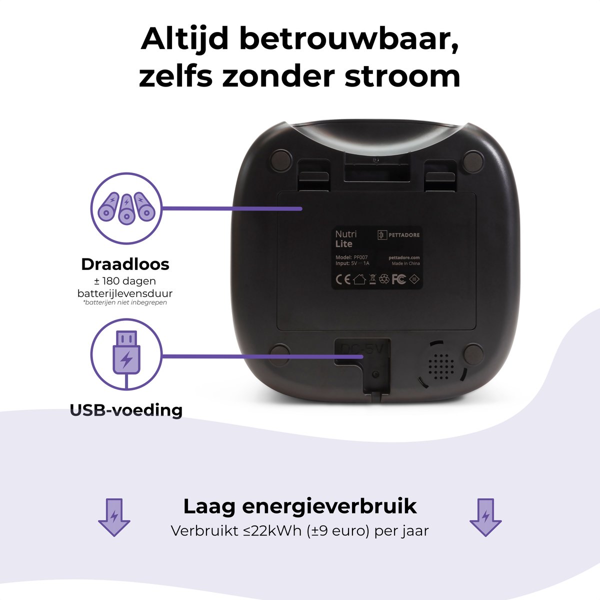 Pettadore Nutri Lite - Automatische Voerbak Kat/Hond - Draadloze Voerautomaat - Vershoudend - 3L thumbnail 6