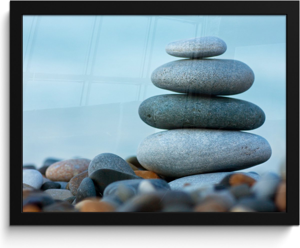 Poster in lijst - Fotolijst 40x30 cm - Posters - Stenen - Landschap - Zee - Zen - Posterli