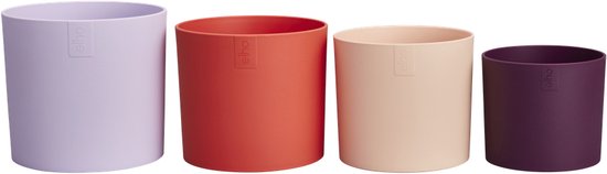 Elho Lex Pott set of 4 - Pot de Fleur Interieur - Plastique 100% Recyclé - Ø 11, 13, 14 and 15 cm - Lilas doux